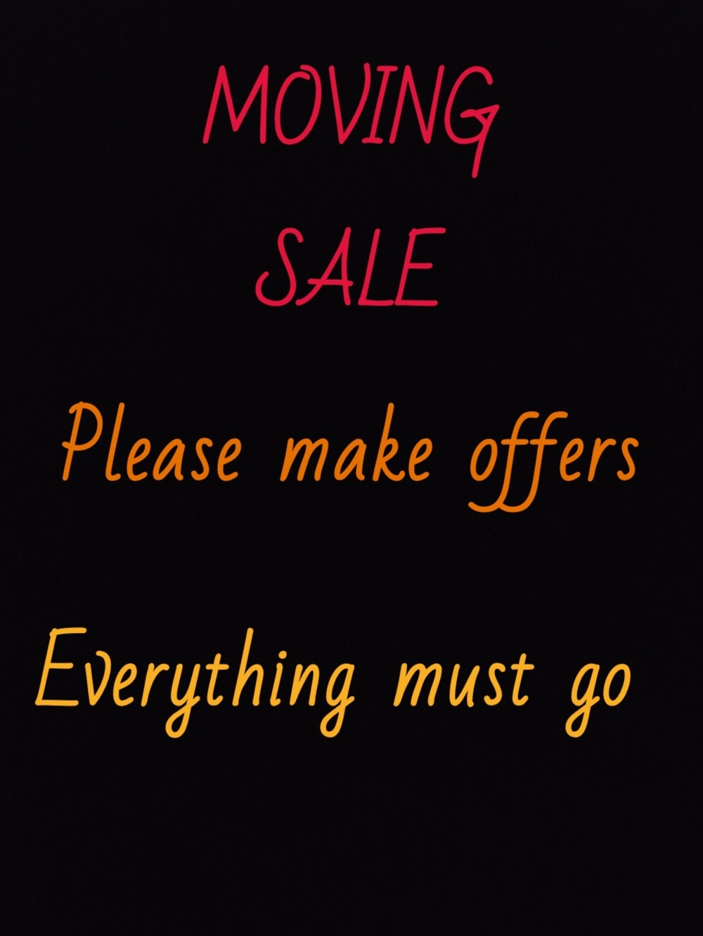 MOVING SALE